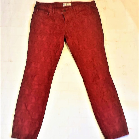 FREE PEOPLE Lace Floral Maroon Skinny Jeans W29 - Picture 5 of 7